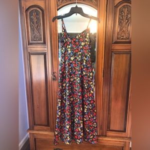 Satin floral cowl neck dress
